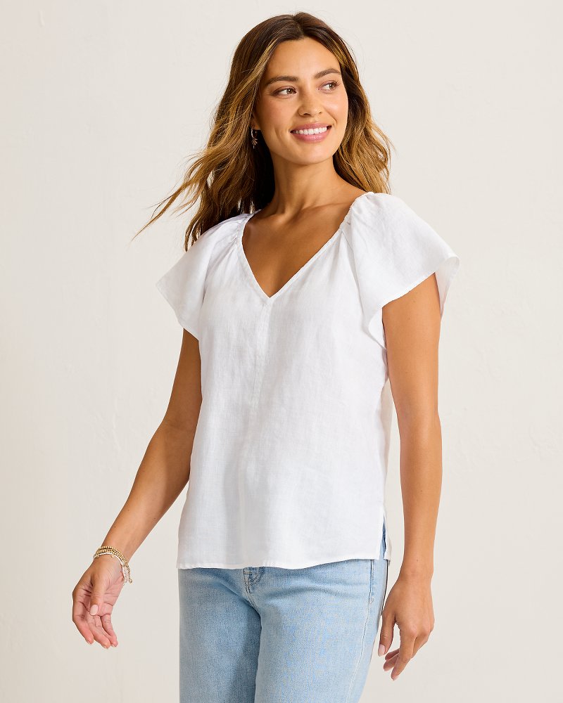 Coastalina Linen V-Neck Flutter Top – Tommy Bahama