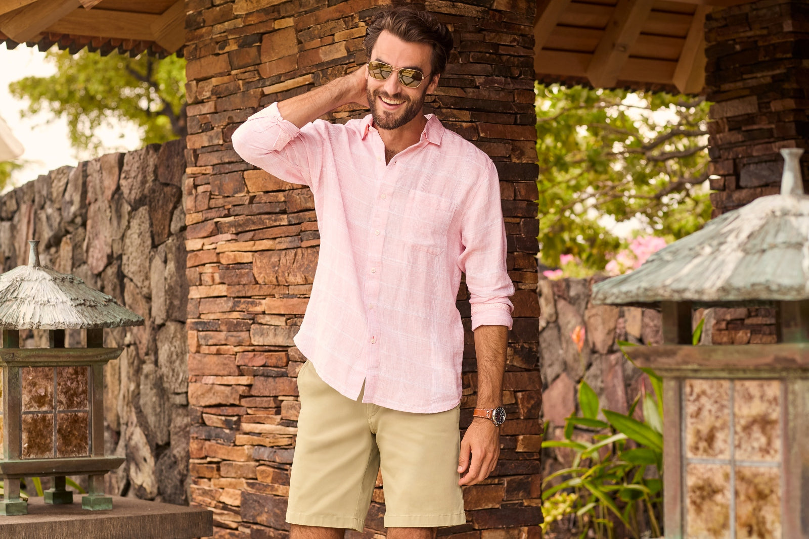 Man in Tommy Bahama Long-sleeve Linen Shirt